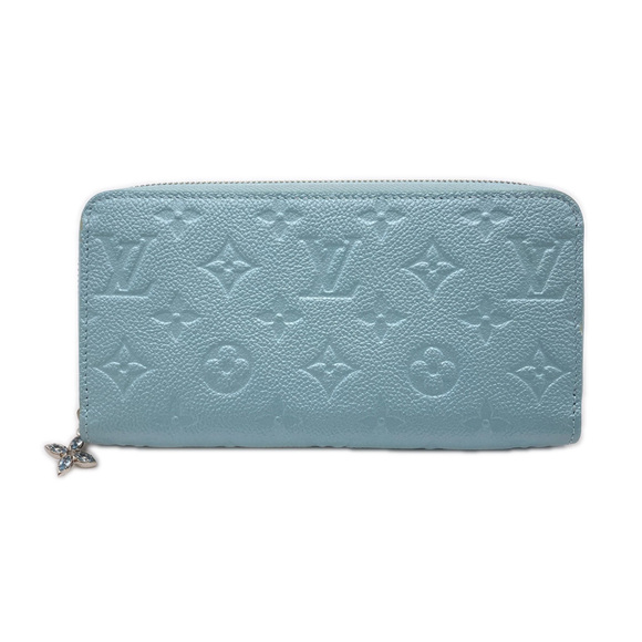 LOUIS VUITTON Empreinte Zippy Wallet in Azure Frost M12680 Blue Calf Leathe...